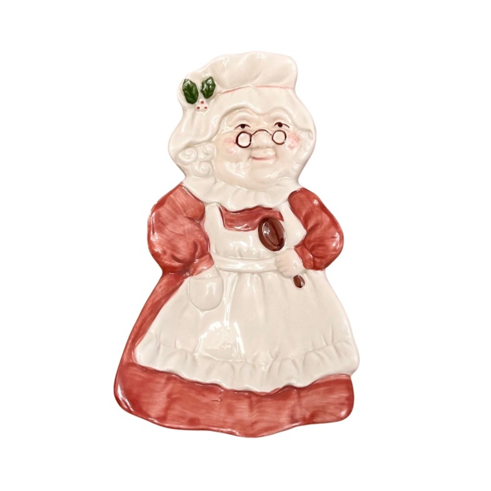 VTG Papel Freelance Mrs Clause Small 6” Ring Dish Christmas Decor Grannycore